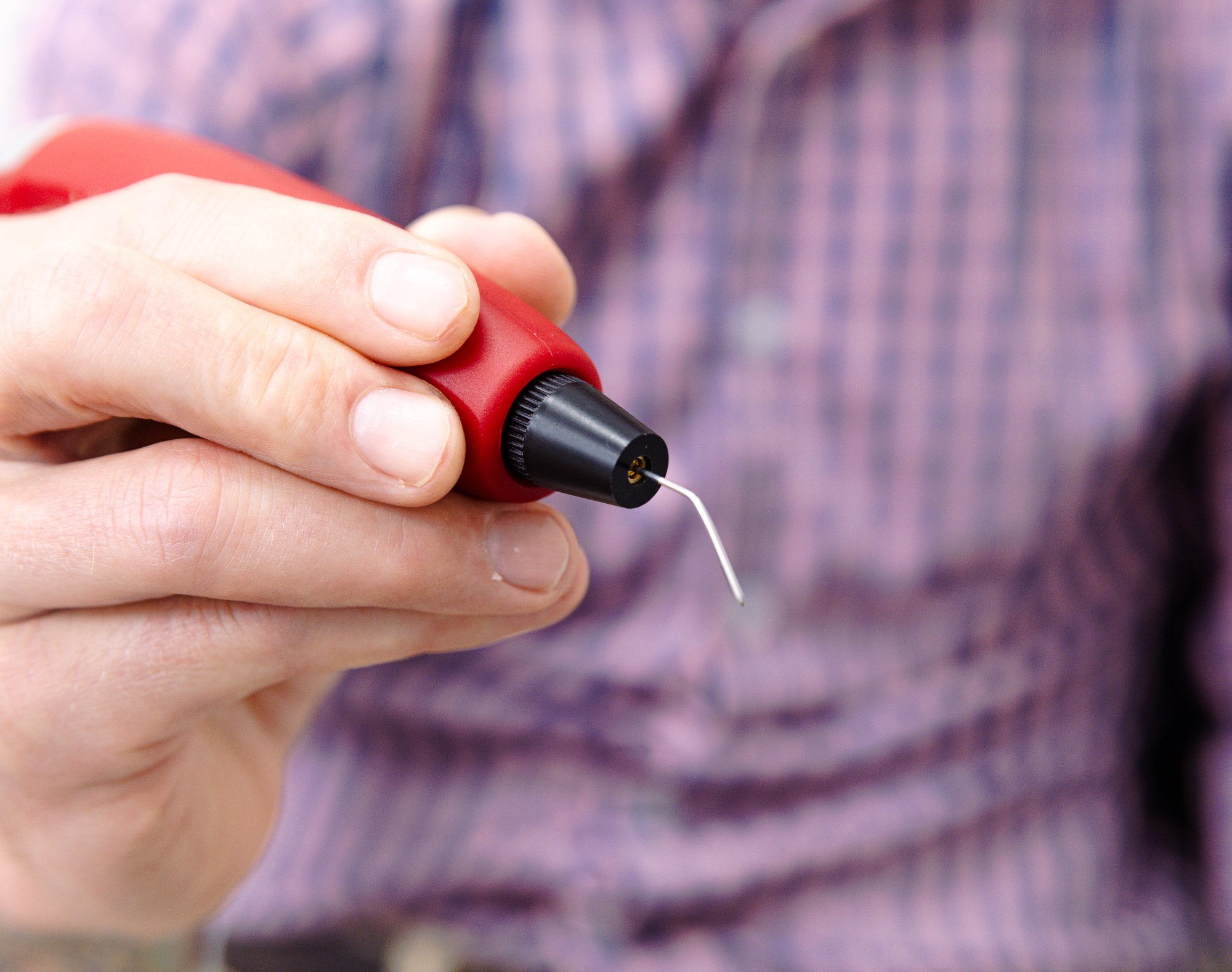 A close-up on the Plasmage device for under-eye bags treatment in Lenexa.