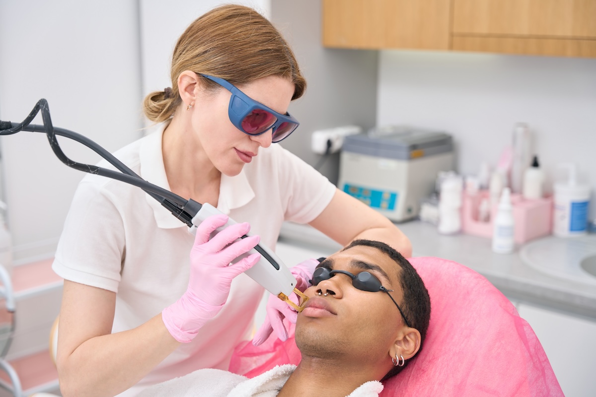 A patient receives Laser Hair Removal near Leawood